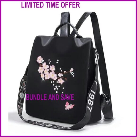 Small Nylon Anti-Theft Travel Backpack Purse with Embroidery Shoulder Bag main image 7